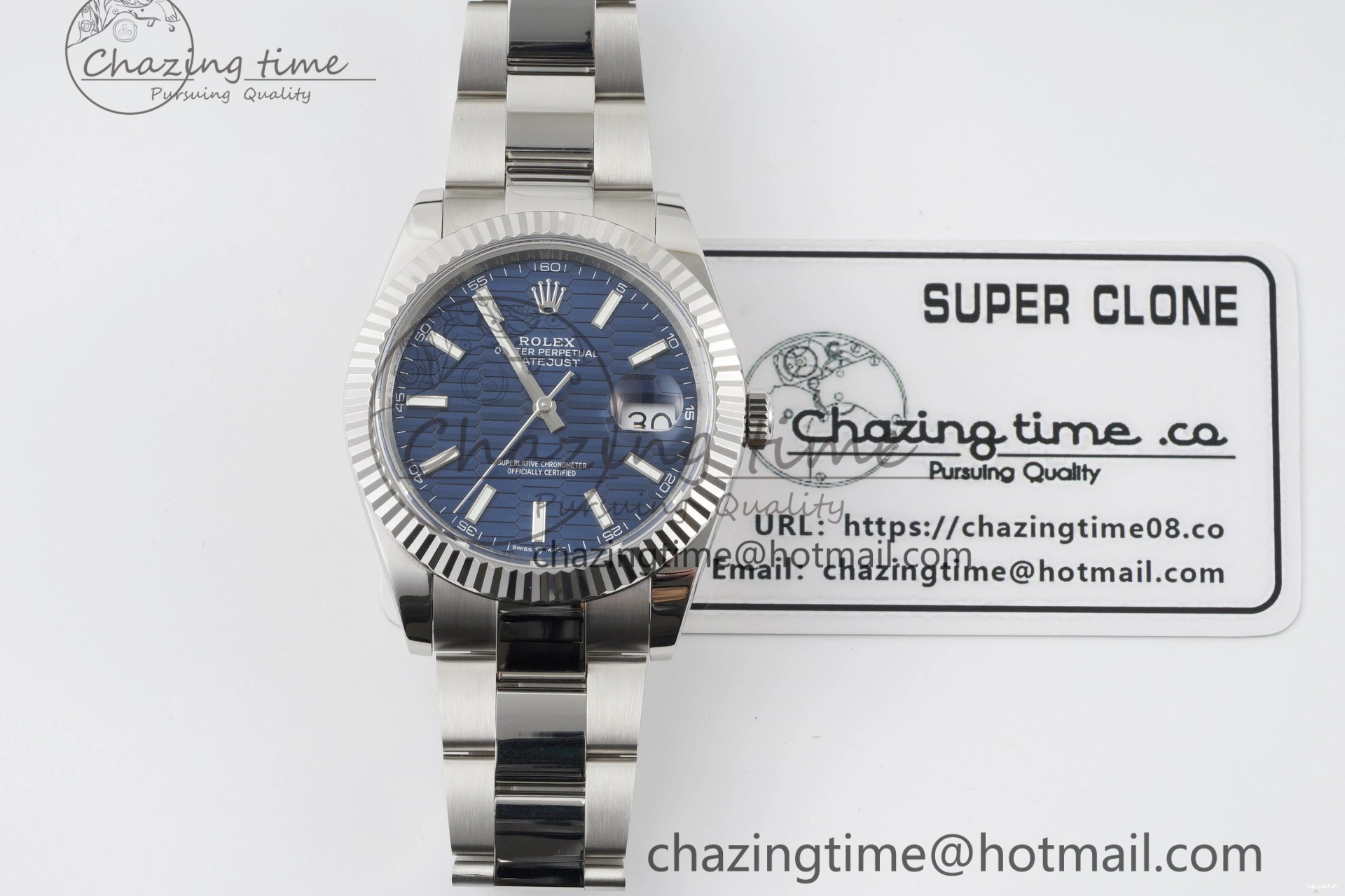 Bracelet Steel JDF DateJust on SS Dial Blue V2 VR3235 41 904L Oyster Textured 0309